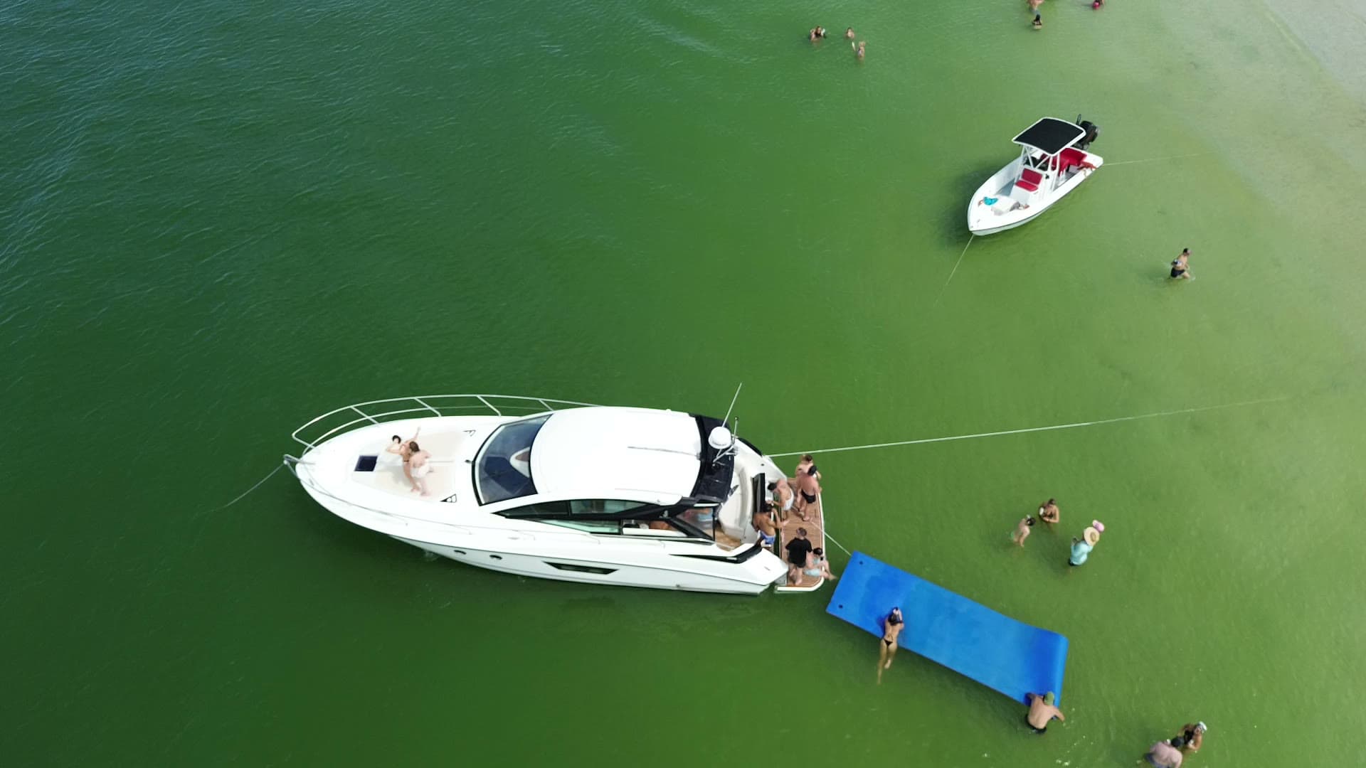 Anchored off the Shell Key sandbar